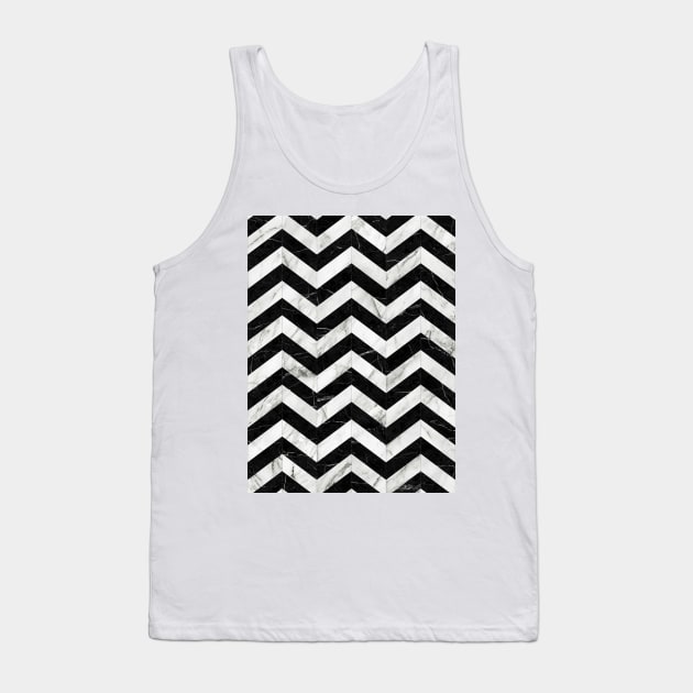 Marble Chevron Pattern 2 - Black and White Tank Top by ZoltanRatko